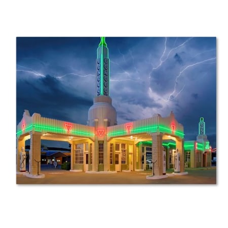 Mike Jones Photo 'Rt 66 Shamrock Texas Conoco Lightning' Canvas Art,18x24